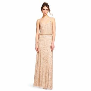 Adrianna Papell Art Deco Blouson Beaded Champagne